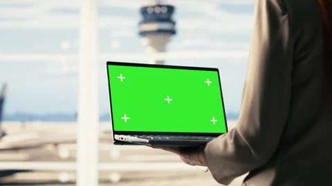 Chroma key mockup with group of passengers in an airport lounge Stock Footage 333245179