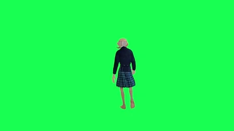 Chroma key old man in local clothes walking, back angle green screen Stock Footage 259824990