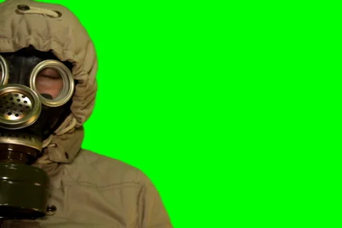Chroma key persons in gas mask NTSC Stock Footage 1069022