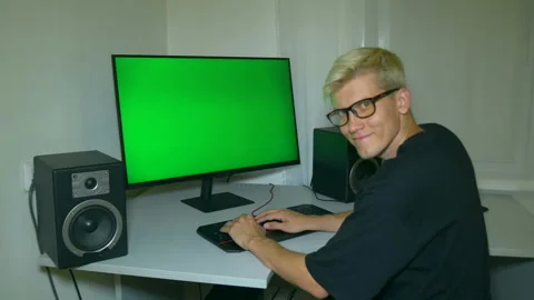 Chroma key on the screen of computer. Stock Footage 204947483