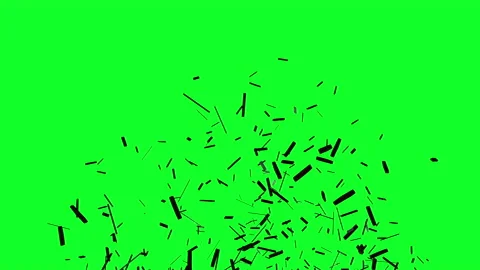 Chroma keying effect of small woods  pieces exploding from center and spreadi Stock Footage 166317048