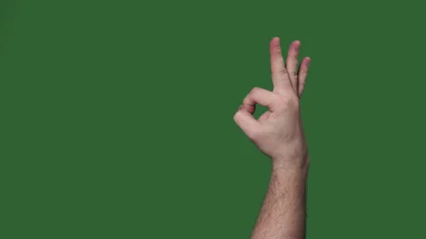 Chromakey. Green screen. Man hand doing okey. Stock Footage 105878610