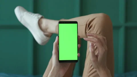 Chromakey Mockup for Tracking or Watching Advertising Content Close-up. Casual L Stock Footage 199477097