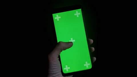 Chromakey screen on smartphone. Touchscreen scrolling move. Finger tapping using Stock Footage 220655771