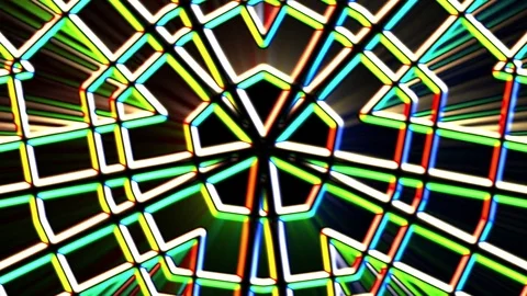 Chromatic Alien Grid Kaleidoscope Psychedelic Abstract Motion Background Loop 2 Stock-Footage 70139546
