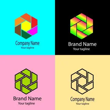 Chromatic Hex Aperture logo design Stock Illustration