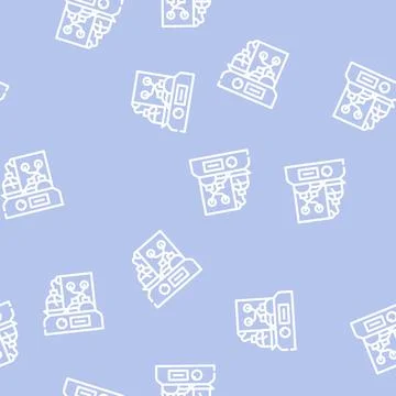 Chromatograph electronic tool line vector seamless pattern Stockillustratie