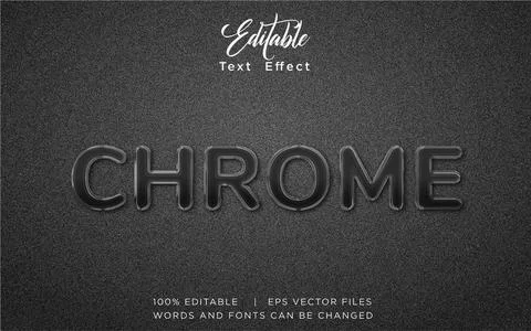 Chrome 3D Editable Text Effect Vector Design Stock Illustration