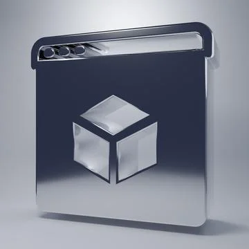 Chrome 3D printer icon isolated on grey background. 3d printing. Minimalism.. Illustrazione stock