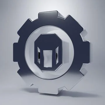 Chrome 3D printer setting icon isolated on grey background. 3d printing. Mi.. Stock Illustration