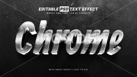 Chrome 3d text effect editable PSD Template