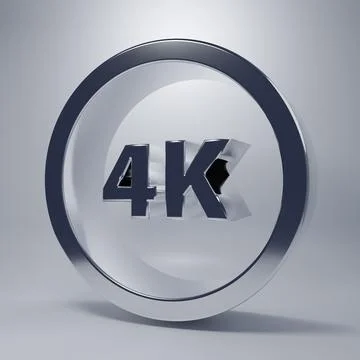 Chrome 4k Ultra HD icon isolated on grey background. Minimalism concept. 3D.. Stock Illustration