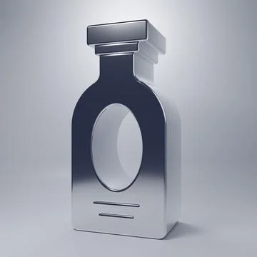 Chrome Alcohol drink Rum bottle icon isolated on grey background. Minimalis.. Stock Illustration