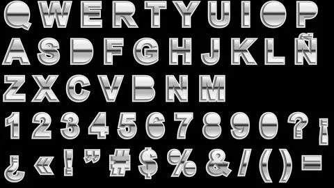 Chrome alphabet typography collection set pack Stock Illustration