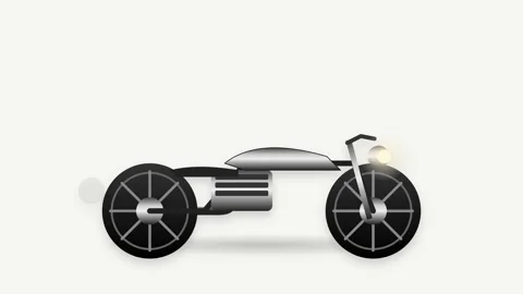 Chrome and Black Cruiser Motorcycle with Spinning Wheels and Pulsing Exhaus.. Видео 346007113