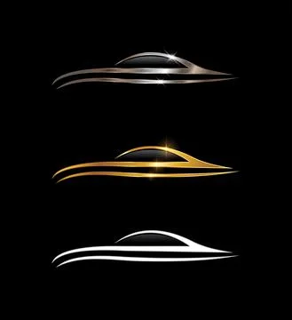 Chrome and Gold Car Vector Sign Stock Illustration