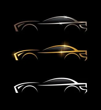 Chrome and Gold Car Vector Sign Stock Illustration
