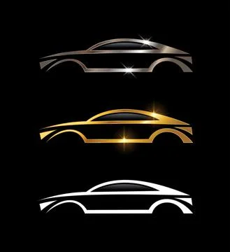 Chrome and Gold Car Vector Sign Stock Illustration