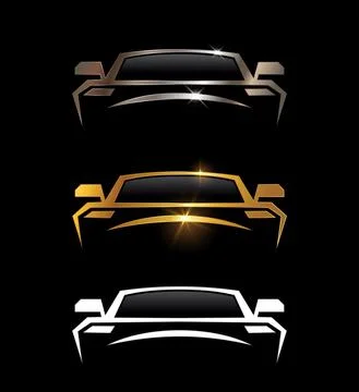Chrome and Gold Car Vector Sign Stock Illustration