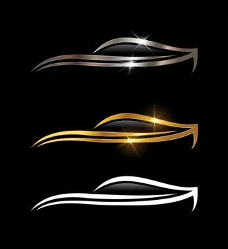 Chrome and Gold Car Vector Sign Stock Illustration