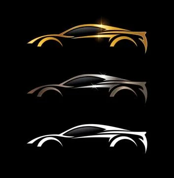 Chrome and Gold Car Vector Sign Stock Illustration