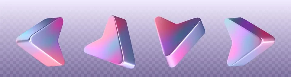 Chrome arrow elements with holographic gradient 스톡 일러스트