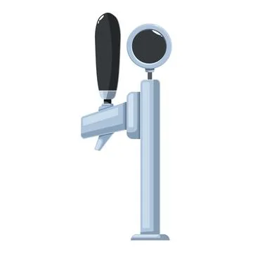 Chrome beer tap with black handle standing on white background Stock Illustration