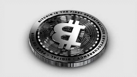 Chrome-Black Bitcoin Rotation, Alpha Channel, Business, Exclusive, Looped Stock Footage 302592044