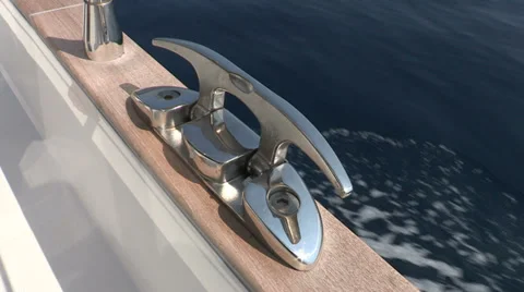 Chrome bollard on boat Stock Footage 37746433