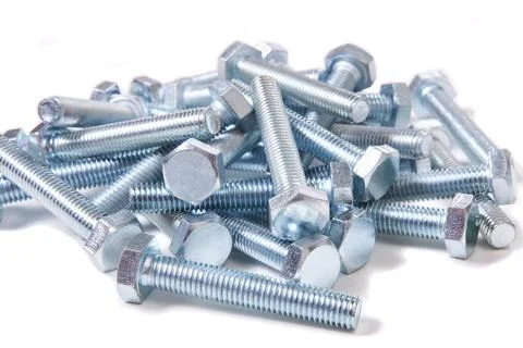 Chrome bolts isolated Stock Photos