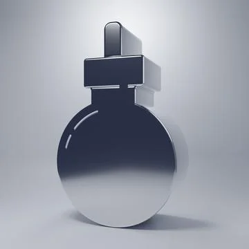Chrome Bomb ready to explode icon isolated on grey background. Happy Hallow.. Stockillustratie