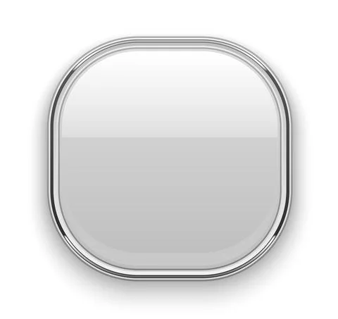Chrome button template. Blank rounded square shape Illustrazione stock
