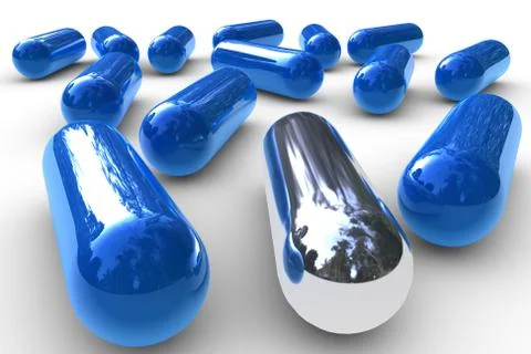 Chrome capsule with blue capsule Stock Illustration