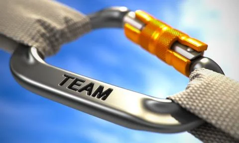 Chrome Carabiner with Text Team Stock Illustration