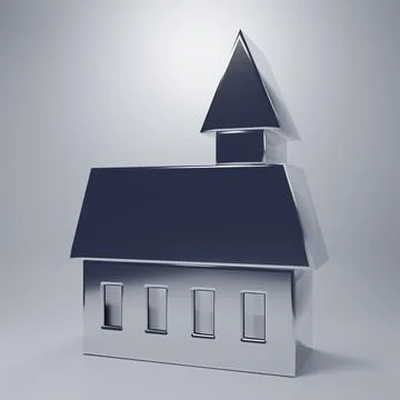 Chrome Castle icon isolated on grey background. Minimalism concept. 3D rend.. Stock Illustration