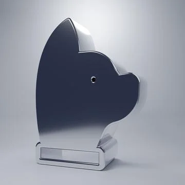 Chrome Cat icon isolated on grey background. Minimalism concept. 3D render .. Stock Illustration