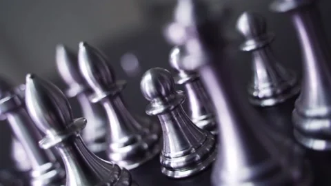 Chrome chess pieces Stock Footage 148219988
