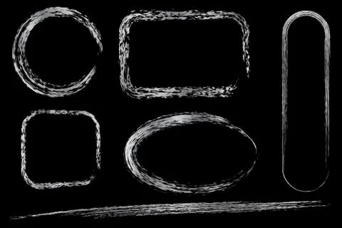 Chrome circle oval, square rectangle crayon frame Stock Illustration