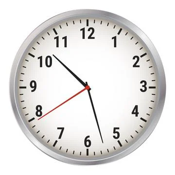 Chrome clock vector on transparent background Stock Illustration