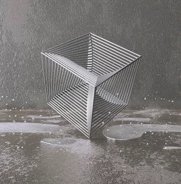 Chrome cube from rods Stock Illustration