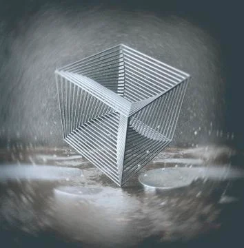 Chrome cube from rods Stock Illustration