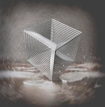 Chrome cube from rods Stock Illustration