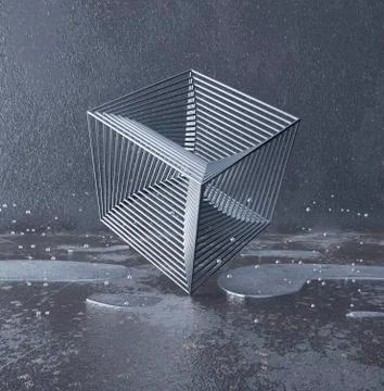 Chrome cube from rods Stock Illustration