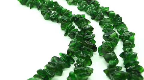 Chrome-diopside gemstone beads necklace jewelery Stock Footage 55948671