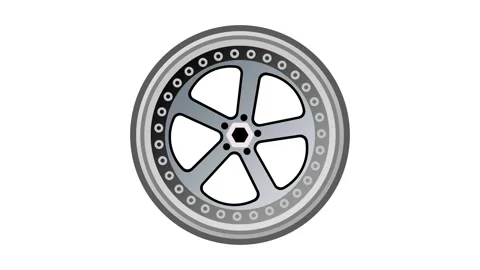 Chrome Dotted Wheel Rim Icon Stock Footage 343509261