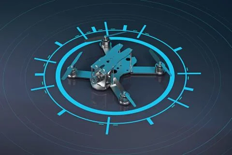 Chrome drone on the black plane Stock-Illustration
