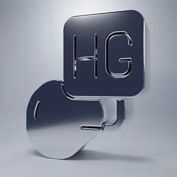 Chrome Drop of mercury icon isolated on grey background. Minimalism concept.. Stock Illustration