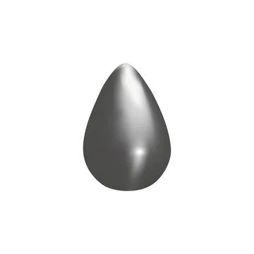 Chrome drop shape 3D plastic cartoon style icon, doodle silver blob volume Illustrazione stock