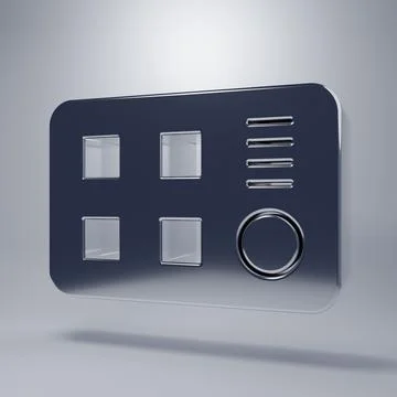 Chrome Drum machine icon isolated on grey background. Musical equipment. Mi.. Stock Illustration