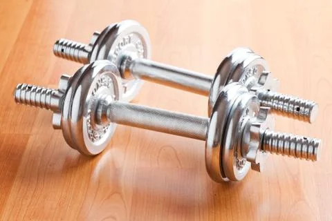 Chrome dumbells Stock Photos